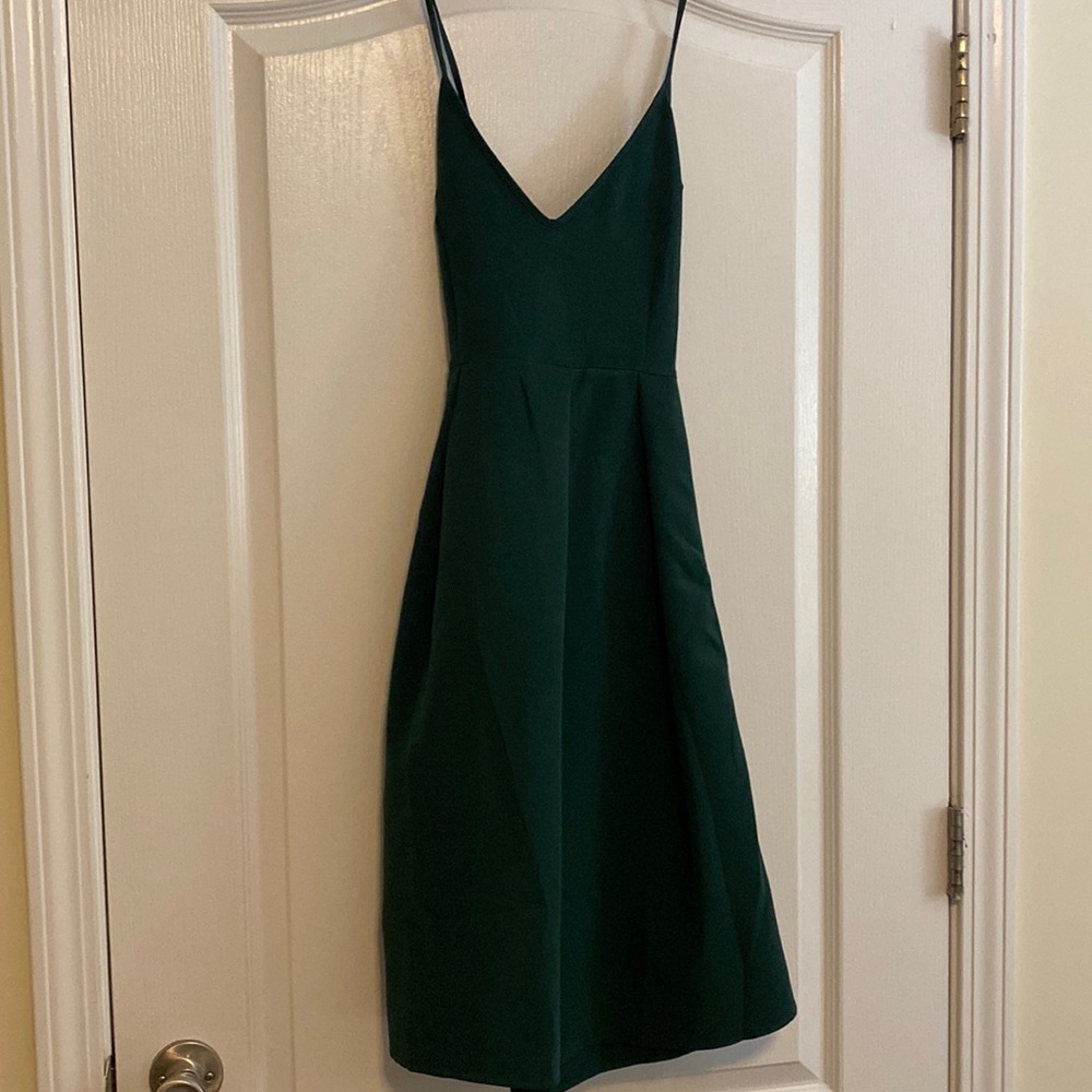 Elia Cher spaghetti strap green dress with Pockets, Size Small